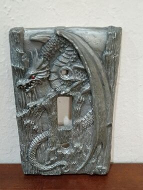 Gallo Dragon Pewter Light Switch Plate - Vintage 1988!